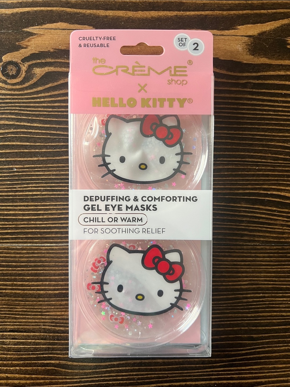 The Crème Shop x Hello Kitty Pink Depuffing Gel Eye Masks - Set of 2